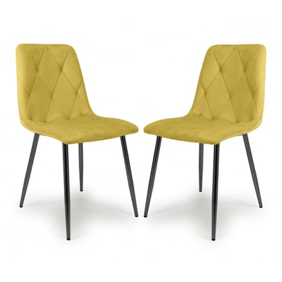 Vestal Mustard Brushed Velvet Dining Chairs In Pair_1