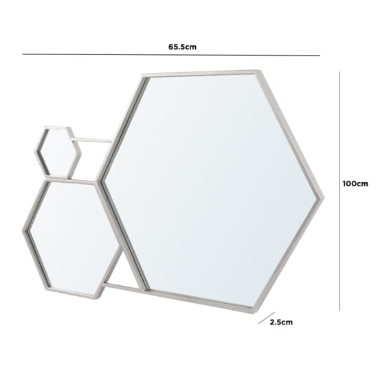 Vestal Wall Mirror With Silver Hexagons Metal Frame_2