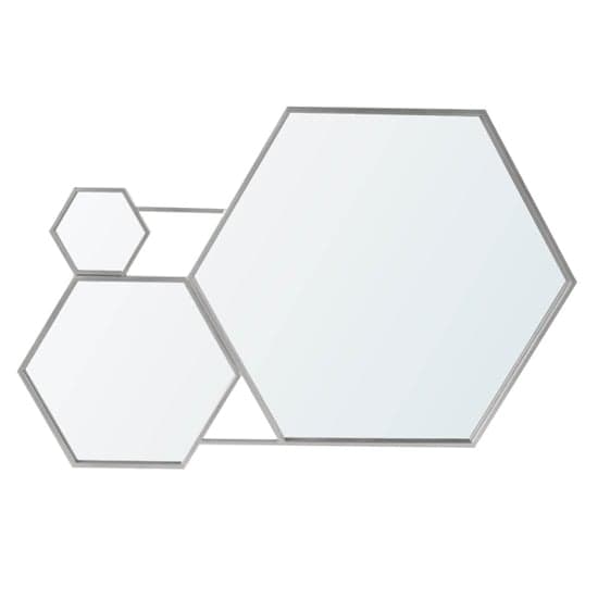 Vestal Wall Mirror With Silver Hexagons Metal Frame_1