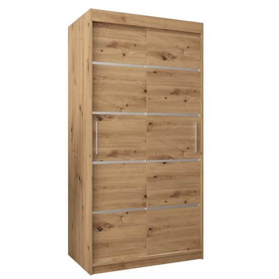 Vevey I Wooden Wardrobe 2 Sliding Doors 100cm In Artisan Oak_4