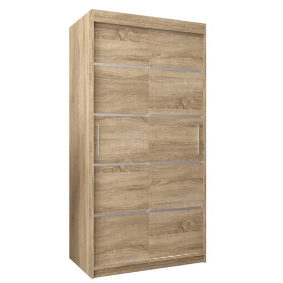 Vevey I Wooden Wardrobe 2 Sliding Doors 100cm In Sonoma Oak_4
