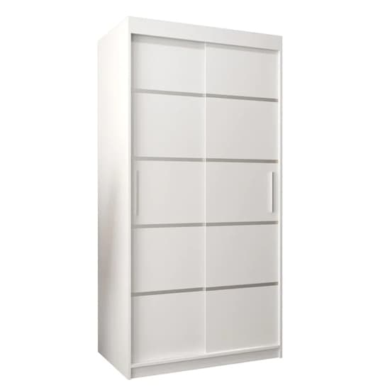 Vevey I Wooden Wardrobe 2 Sliding Doors 100cm In White_4