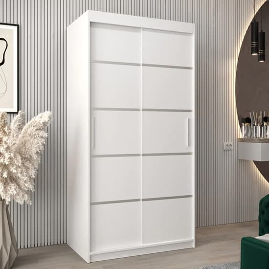 Vevey I Wooden Wardrobe 2 Sliding Doors 100cm In White_1