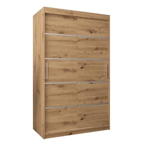 Vevey I Wooden Wardrobe 2 Sliding Doors 120cm In Artisan Oak_4