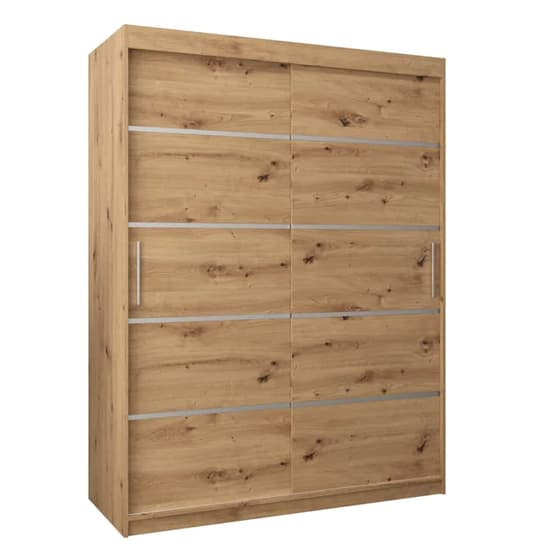 Vevey I Wooden Wardrobe 2 Sliding Doors 150cm In Artisan Oak_4