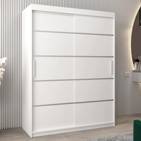 Vevey I Wooden Wardrobe 2 Sliding Doors 150cm In White_1