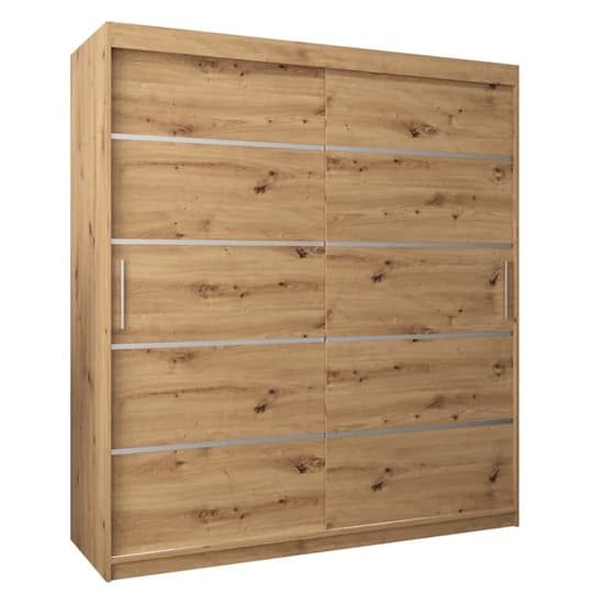Vevey I Wooden Wardrobe 2 Sliding Doors 180cm In Artisan Oak_4
