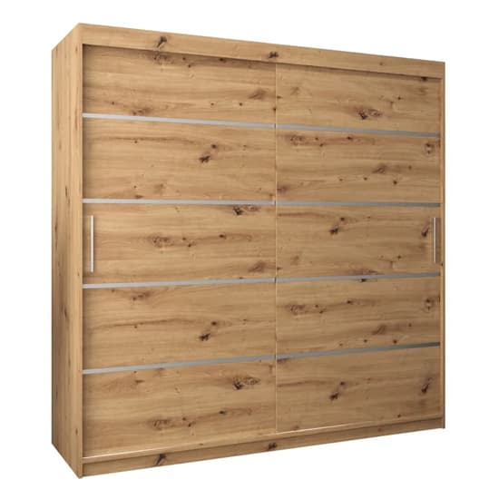 Vevey I Wooden Wardrobe 2 Sliding Doors 200cm In Artisan Oak_4