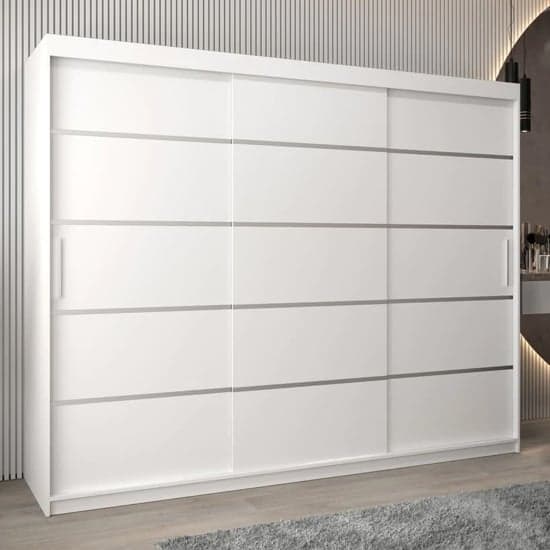 Vevey I Wooden Wardrobe 3 Sliding Doors 250cm In White_1