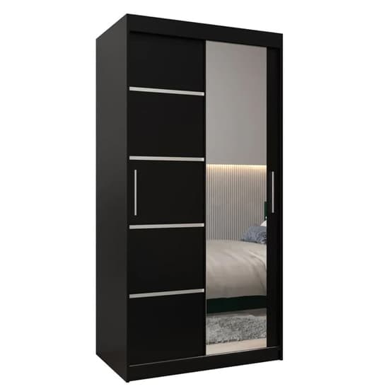 Vevey II Mirrored Wardrobe 2 Sliding Doors 100cm In Black_4