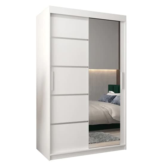 Vevey II Mirrored Wardrobe 2 Sliding Doors 120cm In White_4