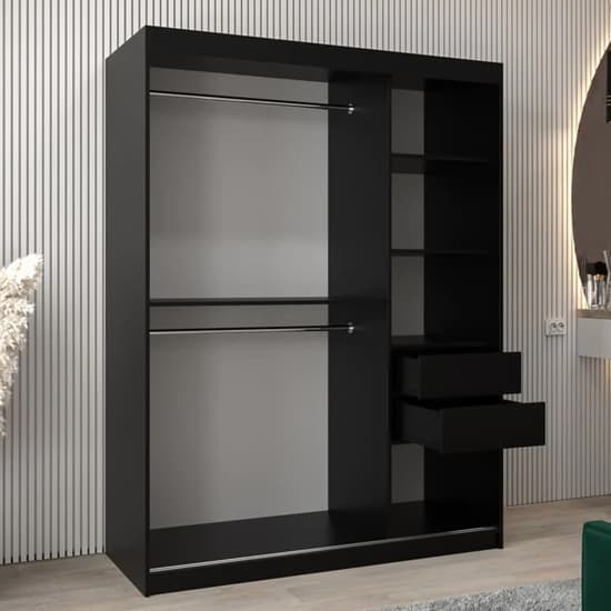 Vevey II Mirrored Wardrobe 2 Sliding Doors 150cm In Black_3