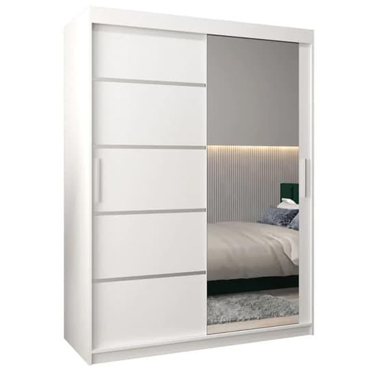 Vevey II Mirrored Wardrobe 2 Sliding Doors 150cm In White_4