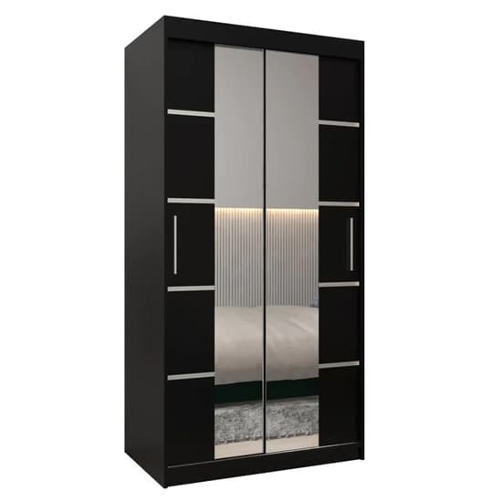 Vevey III Mirrored Wardrobe 2 Sliding Doors 100cm In Black_4