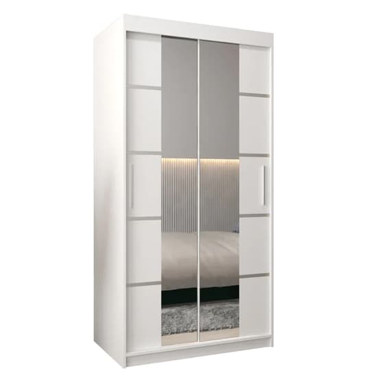 Vevey III Mirrored Wardrobe 2 Sliding Doors 100cm In White_3