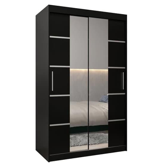 Vevey III Mirrored Wardrobe 2 Sliding Doors 120cm In Black_4