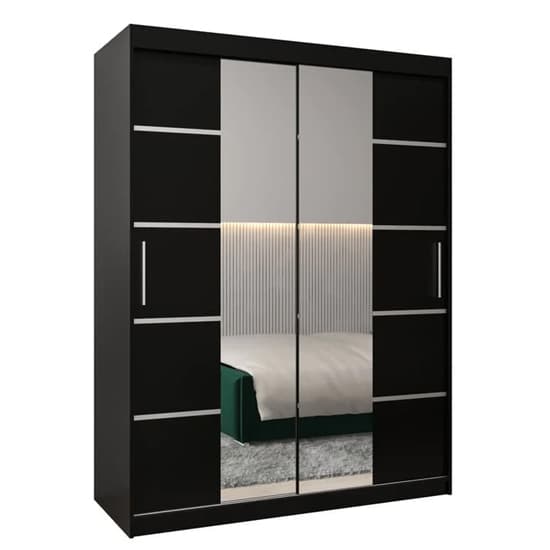 Vevey III Mirrored Wardrobe 2 Sliding Doors 150cm In Black_3