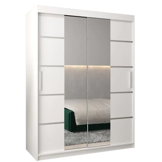 Vevey III Mirrored Wardrobe 2 Sliding Doors 150cm In White_4