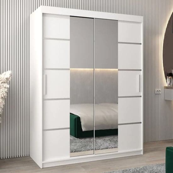 Vevey III Mirrored Wardrobe 2 Sliding Doors 150cm In White_1