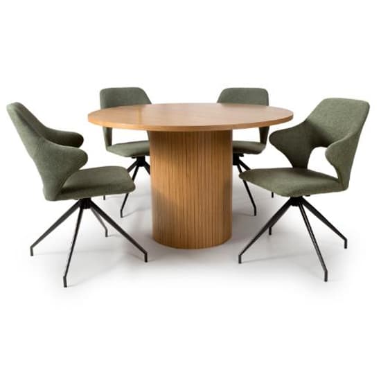 Vevey Dining Table In Natural Oak With 4 Vercelli Sage Chairs_1