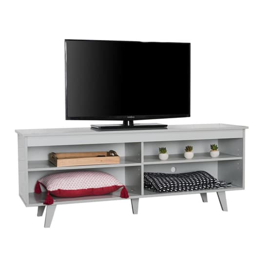 Viejo Wooden TV Stand With 4 Shelves In Grey_5