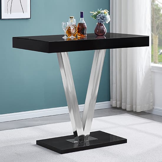 Vienna Black High Gloss Bar Table With 4 Candid Black Stools