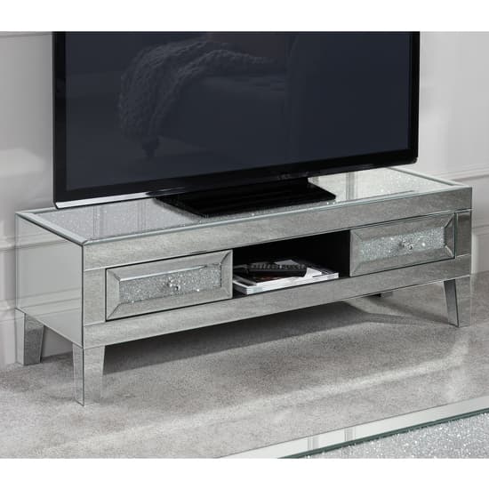 Vienna Glass TV Stand With 2 Drawers In Mirrored_2