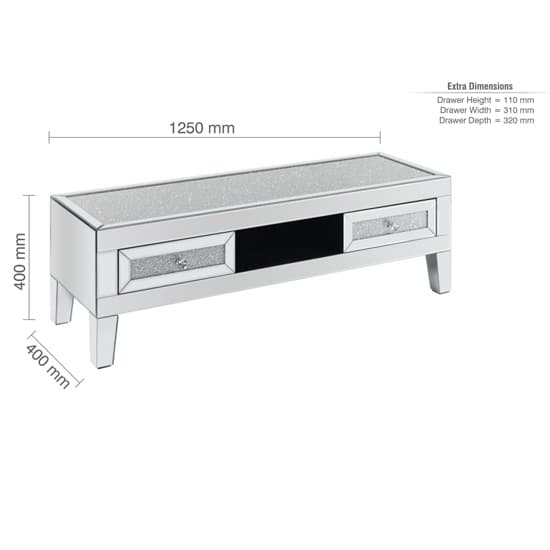 Vienna Glass TV Stand With 2 Drawers In Mirrored_8