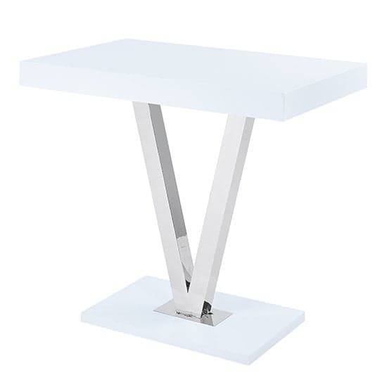 Vienna White High Gloss Bar Table With 4 Candid Grey Stools_2