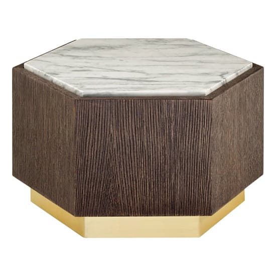 Vigap Small White Marble Top Side Table With Dark Wooden Base_1
