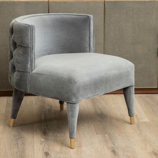 Vigap Upholstered Velvet Bedroom Chair In Grey_1