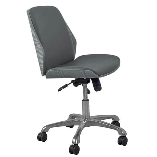 Vikena Faux Leather Office Chair In Grey_2