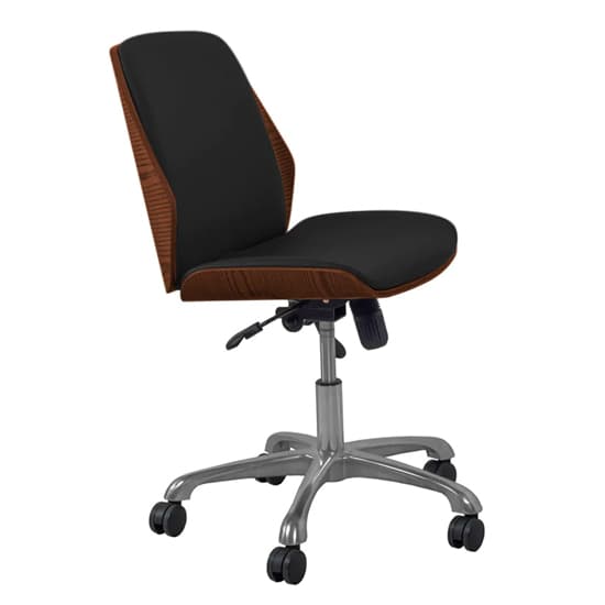 Vikena Faux Leather Office Chair In Walnut And Black_2