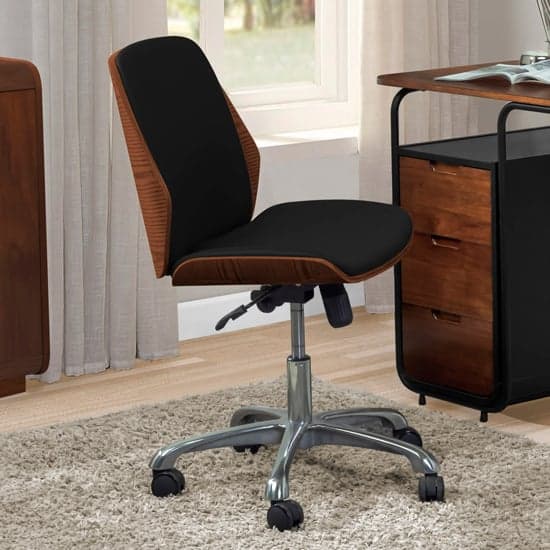 Vikena Faux Leather Office Chair In Walnut And Black_1