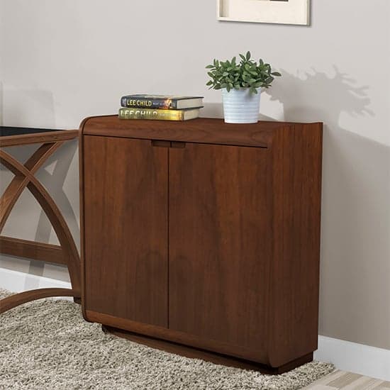 Vikena Wooden Filing Cabinet In Walnut With 2 Doors