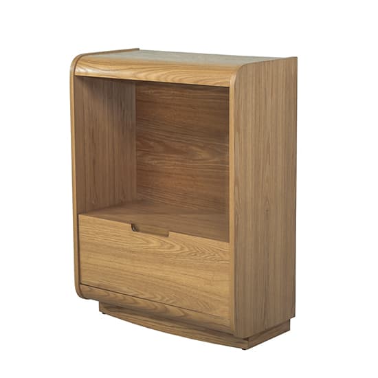 Vikena Wooden Short Bookcase In Oak With Drawer_2