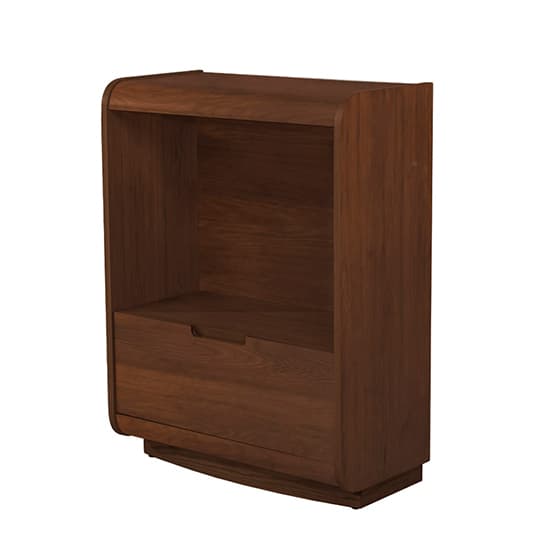Vikena Wooden Short Bookcase In Walnut With Drawer_2