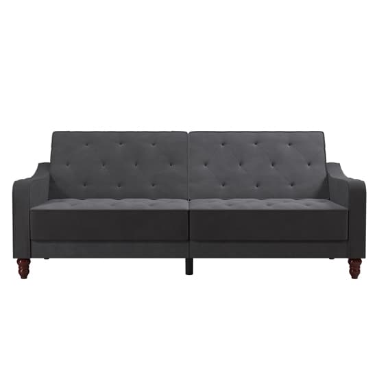 Vincenzo Tufted Futon Velvet Sofa Bed With Wooden Legs In Grey_8