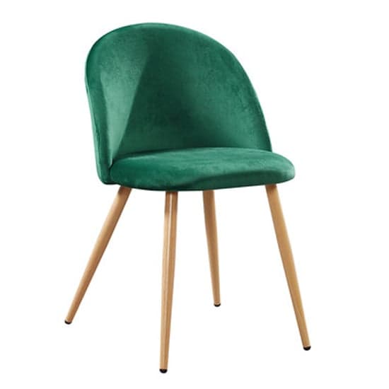 Vinos Green Velvet Dining Chairs With Oak Metal Legs In Pair_2