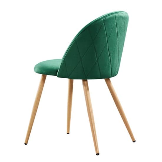 Vinos Green Velvet Dining Chairs With Oak Metal Legs In Pair_3