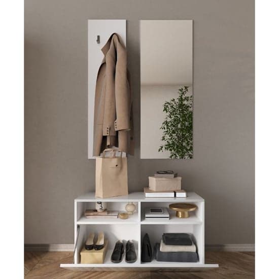 Viro High Gloss Hallway Furniture Set In White_2