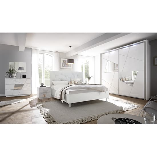Viro High Gloss Super King Size Bed In White_2