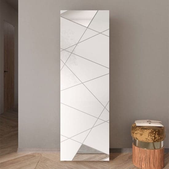 Viro Mirrored High Gloss Coat Hanger Cabinet 1 Doors In White_1