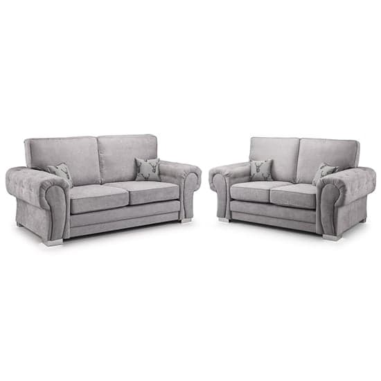 Verna Fullback Fabric 3+2 Seater Sofa Set In Grey_1