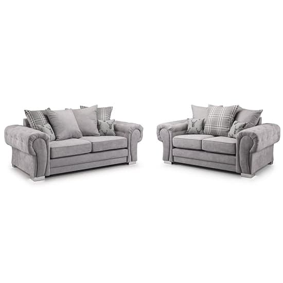 Verna Scatterback Fabric 3+2 Seater Sofa Set In Grey_1