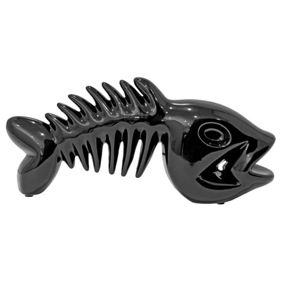 Visalia Ceramic Fish Bone Sculpture In Black_2
