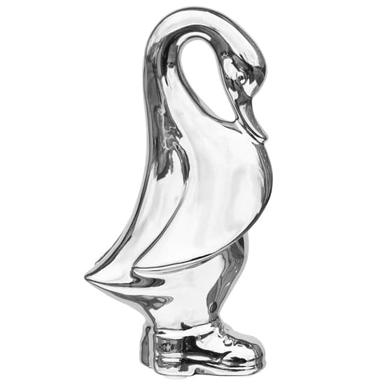 Visalia Ceramic Small Duck With Boots Sculpture In Silver_1