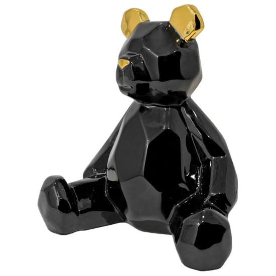Visalia Ceramic Teddy Bear Sculpture In Black And Gold_2