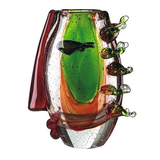 Viso Glass Set Of 2 Decorative Vase In Green And Red_3