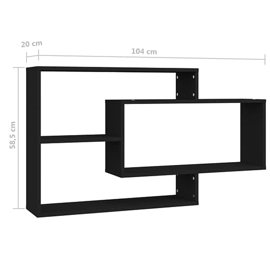 Visola Wooden Rectangular Wall Shelves In Black_4